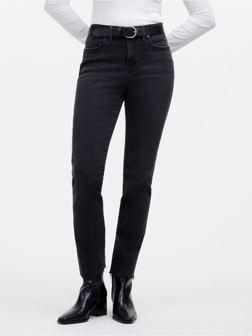 Madewell Gray Mid-rise Stovepipe Jeans